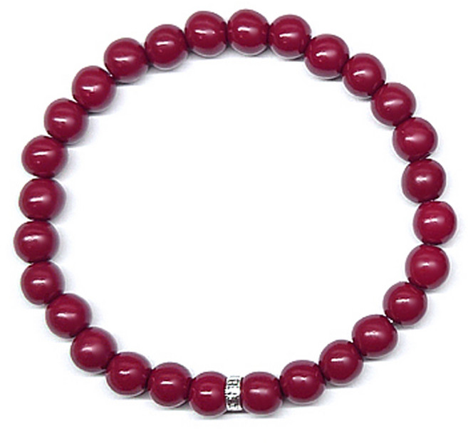 지홍 S925 은 만자 오리엔탈 경면주사 홍 팔찌 염주 원석