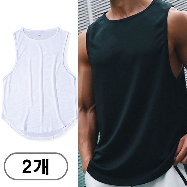 차쿠 1+1 남자 민소매 무지 헬스 나시 쿨소재 머슬 민소매 런닝