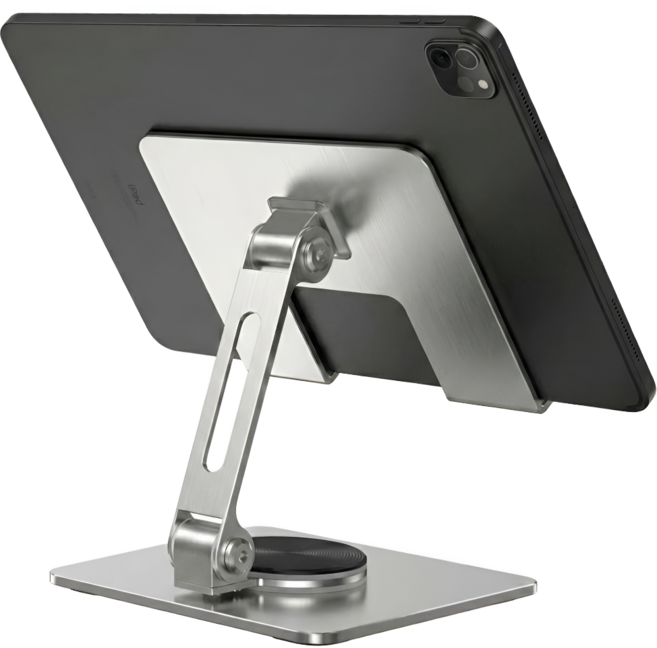모루아 360도 회전 각도조절 메탈 태블릿 거치대, 1개, 실버, MT1342