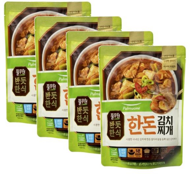 풀무원 반듯한식 한돈 김치찌개 460g, 4개