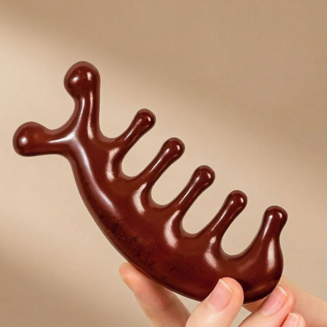 레모홈 원목 두피괄사 박달나무 괄사마사지도구, 브라운, 1개