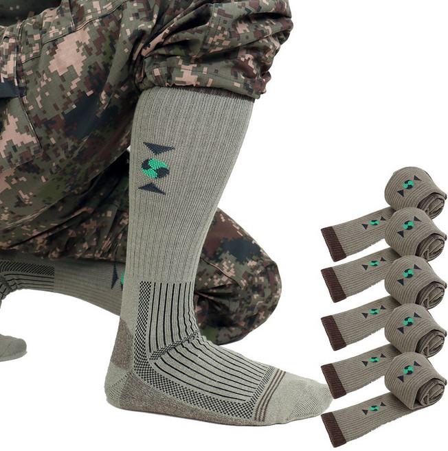 군용 양말 갈색 긴사이즈 5켤레 겨울 동계 방한 종아리 군인 군대양말