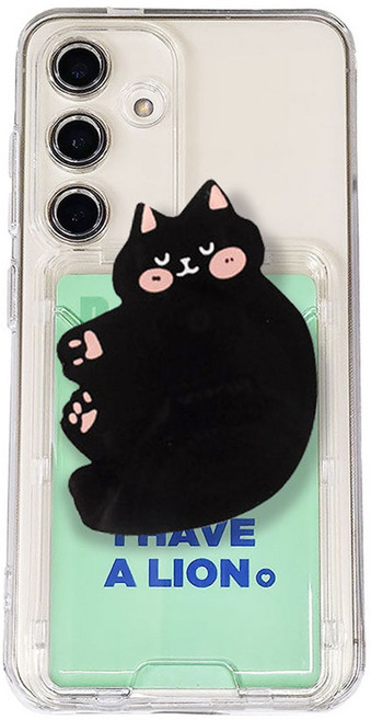 앤아트 카드수납 캐릭터 스마트 톡 투명 카메라보호 케이스 발라당 고양이