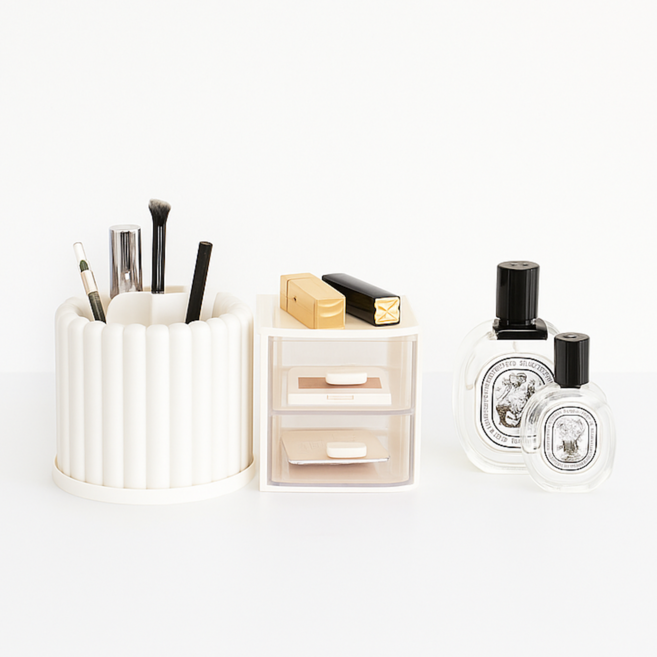 화장품정리함 360도 회전 브러쉬꽂이 섀도우수납함 머리끈보관함 악세서리 정리대, 버블리