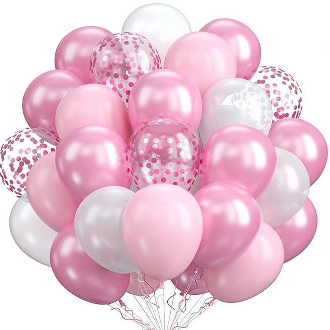 파리스 컨페티 크롬 천장풍선 세트, 1세트, 컨페티 펄핑크혼합60개