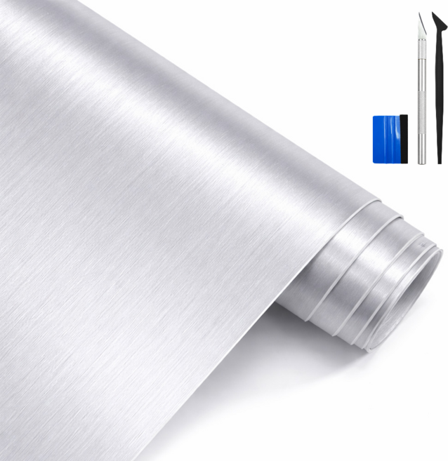 SOTT 프리미엄 3D 메탈 필름 랩핑 시트지, 1개, 라이트실버 폭20cm x 길이150cm