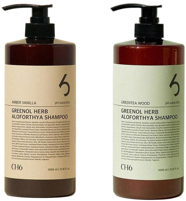 CH6 그리놀 허브 알로포시아 탈모샴푸 그린티우드향, 1L, 1개