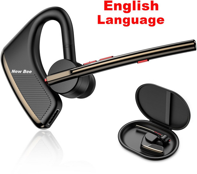 골전도보청기 귓속형보청기 골밀도이어폰 새로운 Bee M50 블루투스 헤드셋 무선 이어폰 24시간 대화 시간 V5.2 듀얼 마이크가 장착된 헤드폰 CVC8.0 핸즈프리, [02] 영어 총, English Gun