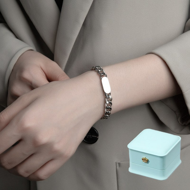 르떼르넬 JSWB107 Silver 심플 기본 타원 포인트 남자 여자 체인 실버 팔찌 은팔찌