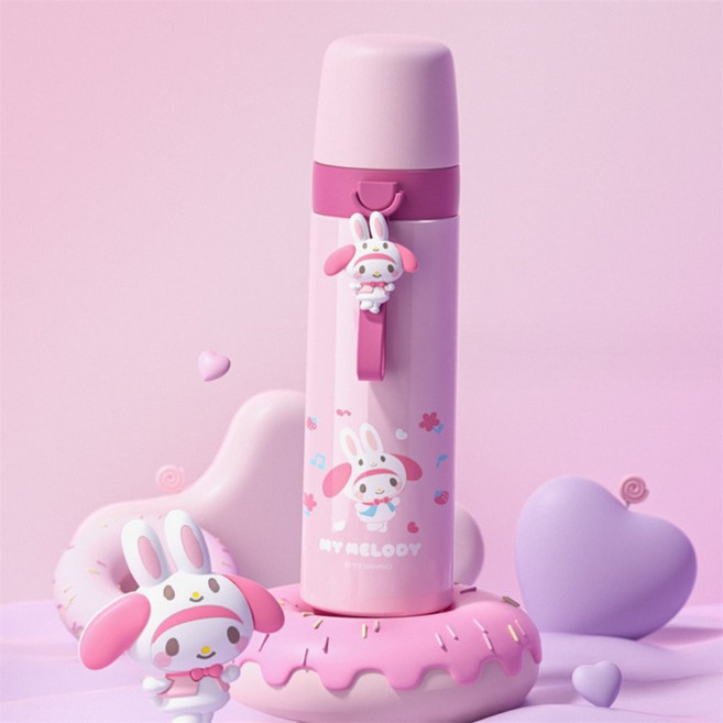 산리오 마이멜로디 애니멀 코스튬 텀블러 500ml 보온 보냉 스테인레스 텀블러 캐릭터 물병, 혼합색상, 1개