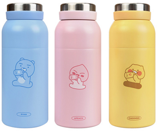 카카오프렌즈 밀키 스텐 대용량 텀블러 보온 보냉, 어피치, 350ml, 1개