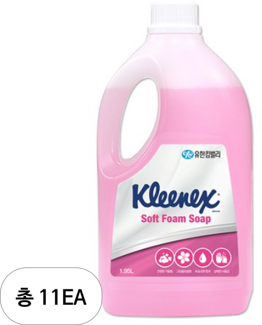 크리넥스 소프트 폼 솝 핸드워시 그린플로랄향, 1.95L, 11개