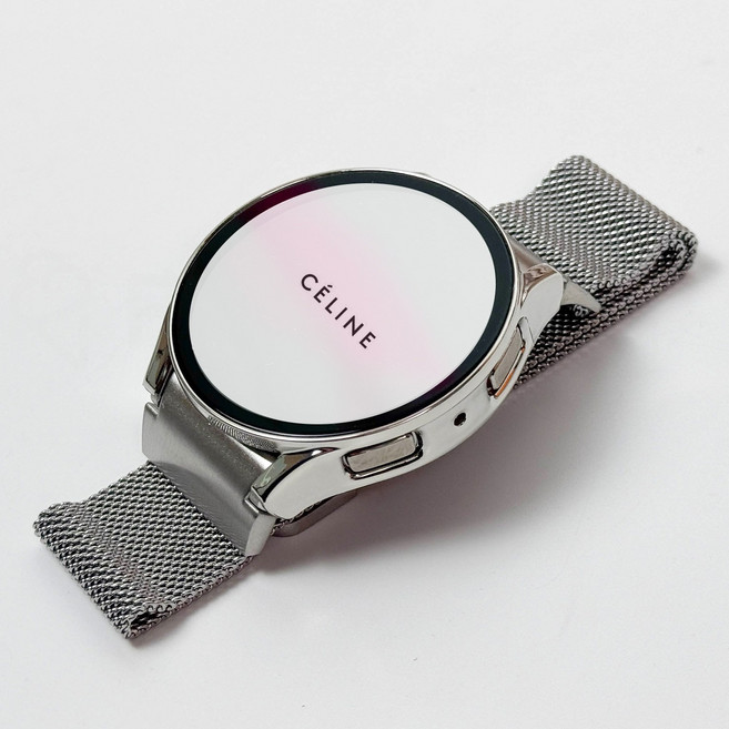 엔터콘 갤럭시워치 유광 강화유리 풀커버 보호 케이스, 갤럭시워치 5/4 44mm, 실버, 1개