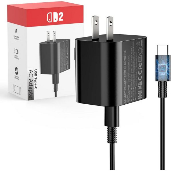 닌텐도 스위치 2용 60W 충전기 스위치 2 액세서리용 고속 충전 USB C 케이블 닌텐도 2 라이트 OLED 스팀 덱과 호환되는 5FT 케이블이 있는 AC 어댑터 - TV 모