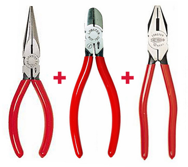 로보스터 플라이어 3종 세트 (롱노우즈 2606+니퍼 2706+뺀치 2508-P), 1개