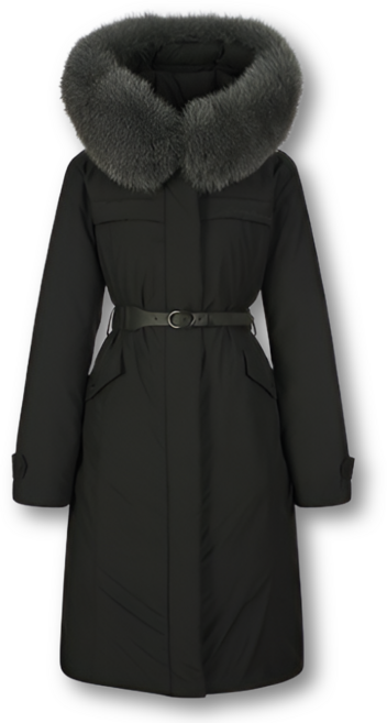 [국내백화점발송]에고이스트 여성 구스 롱다운 인퀼팅 벨티드 폭스퍼