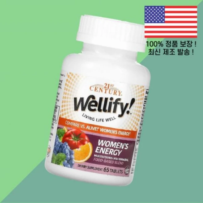 21센츄리 웰리파이 우먼 여성 여자 에너지 종합비타민 멀티비타민 멀티미네랄 65정 Wellify Women's Energy Multivitamin Multimineral 65, 1 - 쿠팡