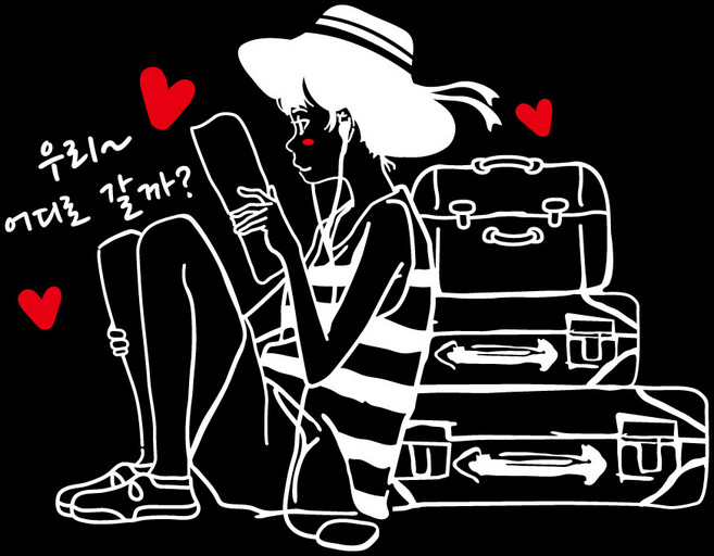 감성 캠핑카스티커 소녀 여행스티커 카라반 대형 스티커, 3번, 1개, 흰색