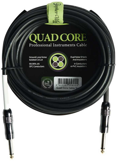 고퍼우드 쿼드코어 케이블 5m 기타/베이스 앰프케이블 기타잭, 1개