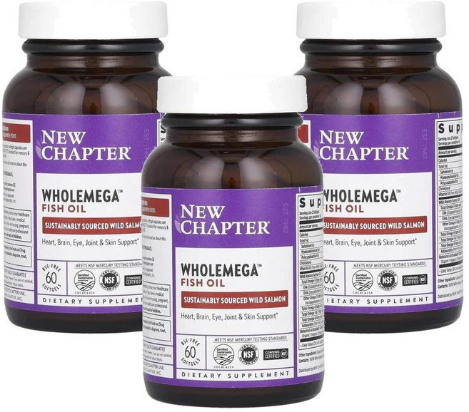 New Chapter Wholemega Fish Oil 뉴챕터 홀메가 피쉬오일 소프트젤, 60정, 3개 - 쿠팡