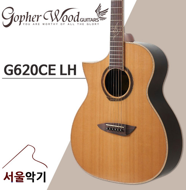 고퍼우드 G620CE LH 탑백솔리드 픽업 EQ 왼손 어쿠스틱 통기타, 1개