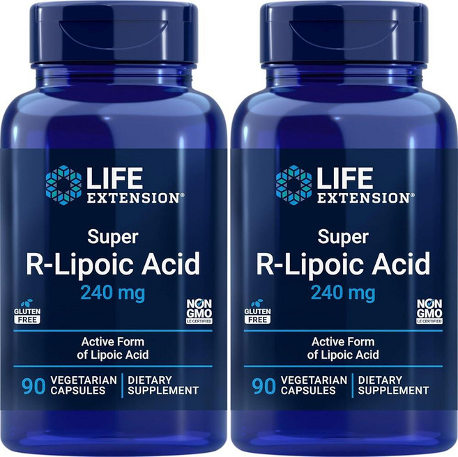 라이프익스텐션 슈퍼 R-리포익 애시드 240mg 베지테리안 캡슐, 90정, 2개