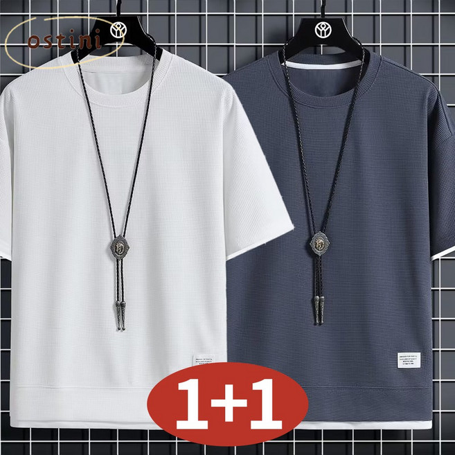 오스틱니 [1+1] 초특가 여름 남성 루즈핏 빅사이즈 트레이닝 반팔 티셔츠