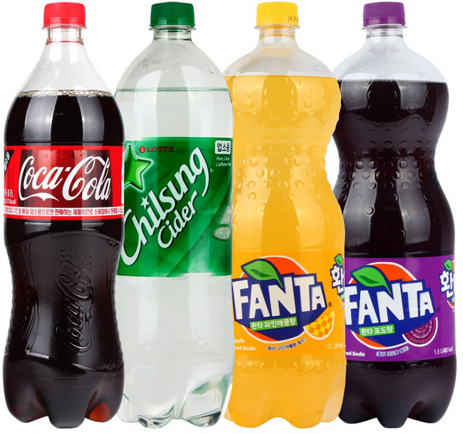 (대용량탄산4종세트) 코카콜라1.25+칠성사이다1.25+환타파인1.5+환타포도1.5 (전용박스포장), 4개, 1.25L