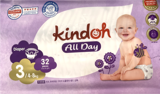 킨도 프리미엄 뉴올데이 밴드형 기저귀 남여공용 3단계 32매 중형
