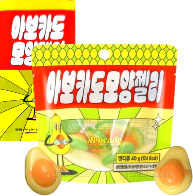 이호 편의점 간식배달 있는 말랑꼬리 모양 젤리 파인애플 모양젤리 아보카도 모양 젤리 과일 젤리, 480g, 1개