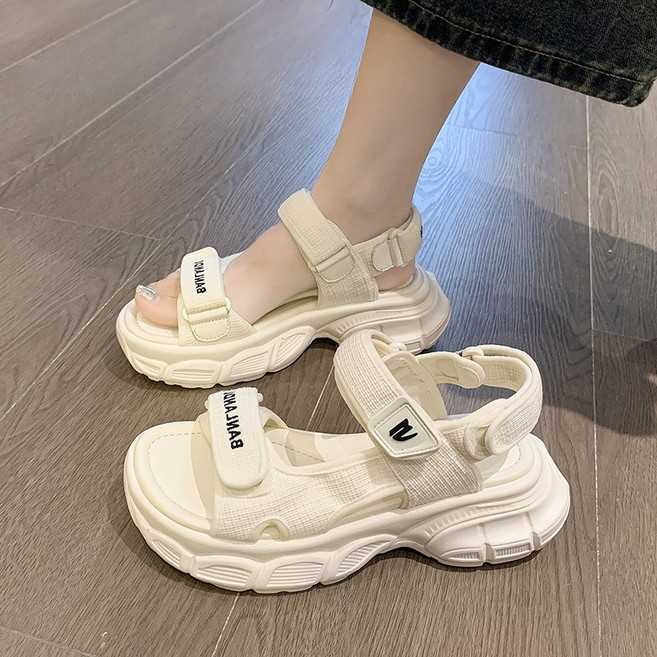 BROWMODA 여성 발편한 플랫 스포츠 샌들