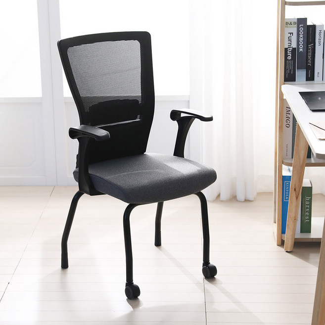 린백토리 회의용 회의실 사무실 학생 공부 컴퓨터 책상 팔걸이 바퀴 없는 허리 편한 메쉬의자 LTC13S, 블랙, 팔걸이 O