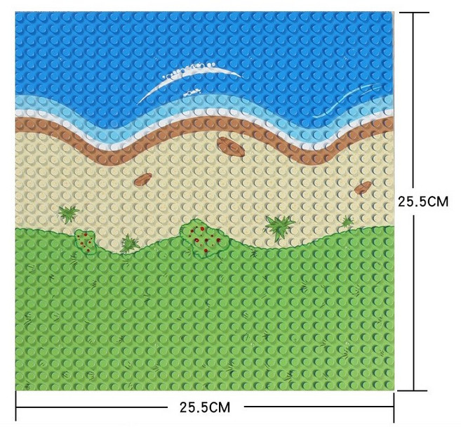 積木底板 兼容樂高 32x32顆粒 遊戲場景底板, 1個, 海島-直線 32x32顆粒