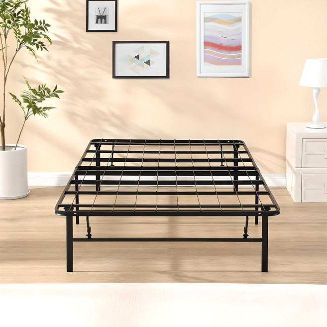 그랜레스트 간단 접이식 고상형 침대 프레임 단품, 블랙