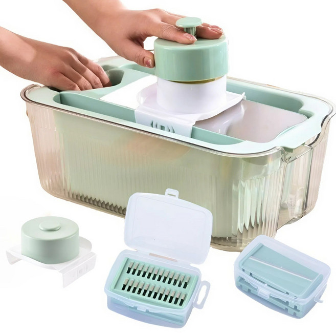 만능 채칼 야채 슬라이서 손보호 스텐 무채칼 비바니, 민트, 1개