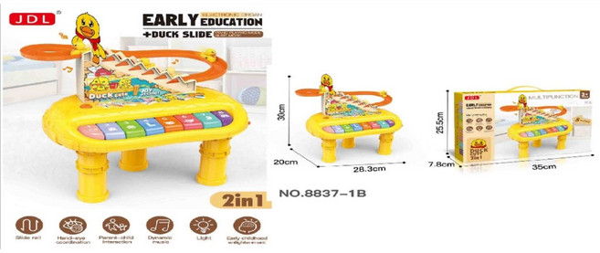 佳佳玩具 小豬爬樓梯 軌道滑滑梯 聲光電動玩具, 1個, 早教電子琴小鴨子滑梯