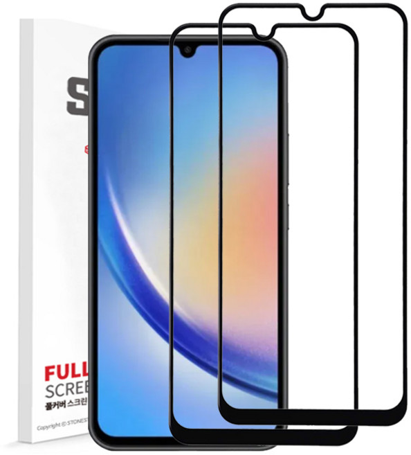 1+1 스톤스틸 갤럭시 A32 A23 A34 A13 A12 A71 A53 A52 A51 A90 전용 풀커버 강화유리 투명 액정 보호 필름, 2개
