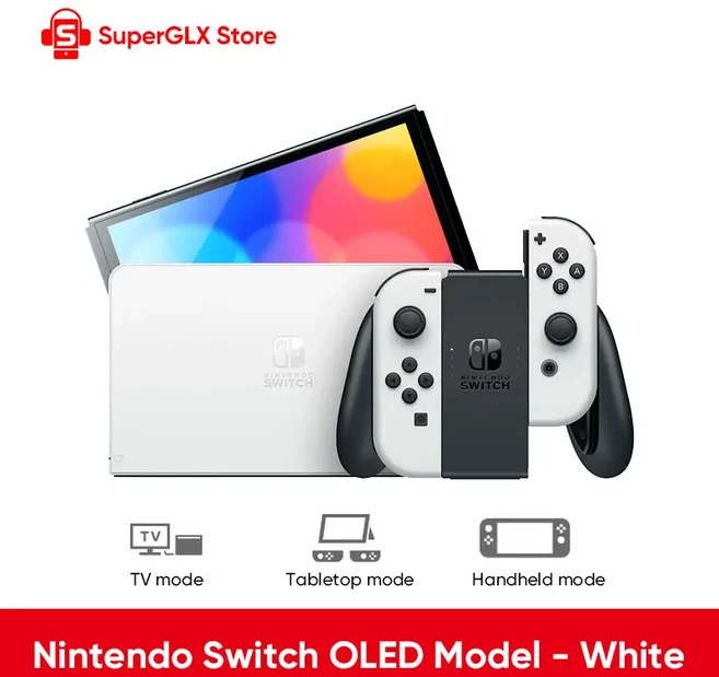 오리지널 Nintendo Switch OLED 모델 7인치 화면 Joy-Con 핸들 향상된 오디오 조절 가능 콘솔 안정적인 TV, 01 China Mainland, 01 OLED White