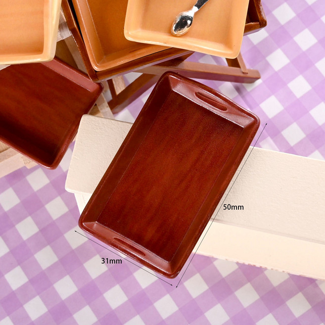 쟁반 미니어처 인형소품 디오라마 트레이 미니 소품 테이블장식 진갈색