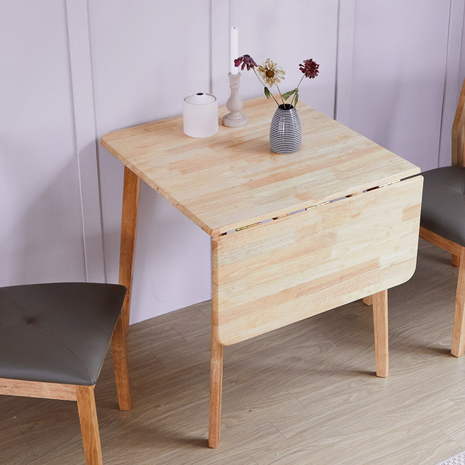 [리비니아] 크리미 드롭리프 접이식 확장형 원목식탁 테이블/ 디자인 2Colors, 내츄럴