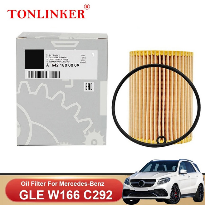 TONLINKER 메르세데스 벤츠 GLE W166 C292 2015 2016 2017 2018 2019 GLE 350d 4MATIC OM642 용 오일 필터 A6421800009, 1.1 Pcs Oil Filter, 1개