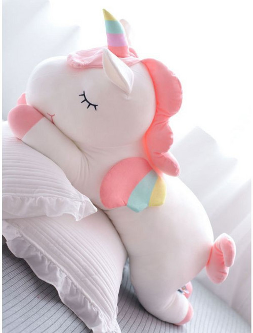 可愛夢幻獨角獸布娃娃 超軟床上抱枕 生日禮物 畢業禮物 情人節禮物, 童話白