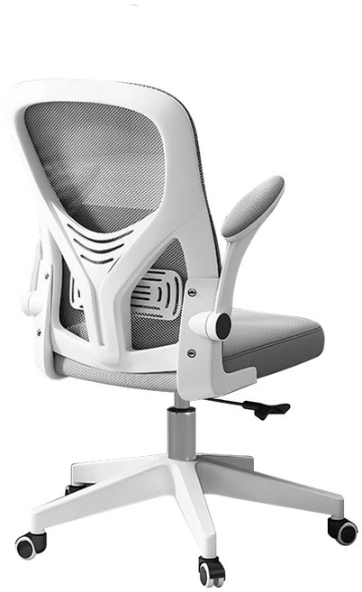 極美家居電腦椅辦公椅：透氣網布、升降旋轉功能, 白灰色【無頭枕】 -升級款人體工學辦公椅, 白灰色