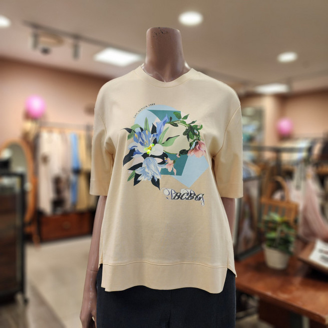 BCBG 플라워 TS 티셔츠_ B3M4X421 71 [L/BEIGE]