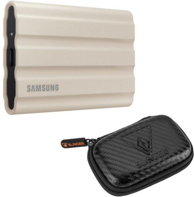 삼성 T7 쉴드 1TB USB 3.2세대 2형 휴대용 외장 SSD 베이지 HD-2 드라이브 케이스 포함, 1개