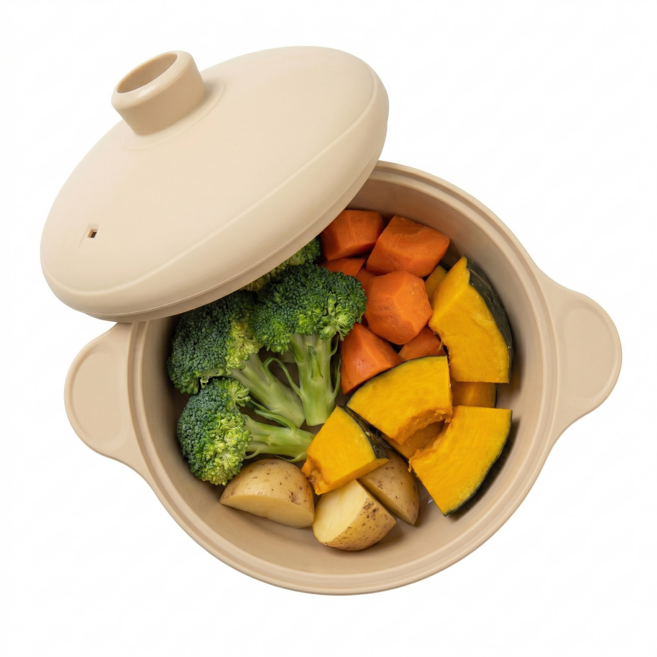 리브야 국내생산 실리콘 찜기 800ml, 베이지, 1개