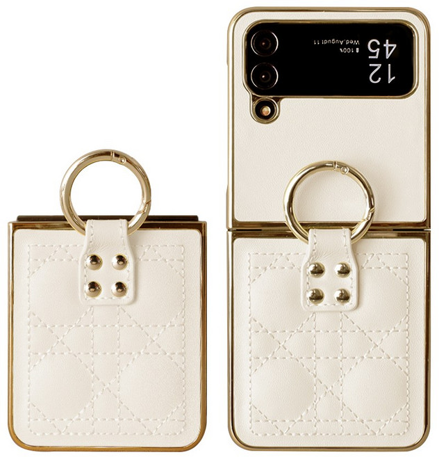 제루크 갤럭시 호환 Z플립 제트플립 지플립 소가죽 골드라인 링 케이스