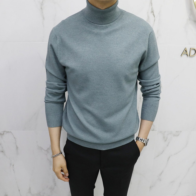 아도르클래식 남성용 터틀넥 캐시미어 긴팔 니트 ZR