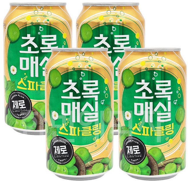 초록매실 스파클링 제로 캔, 350ml, 4개