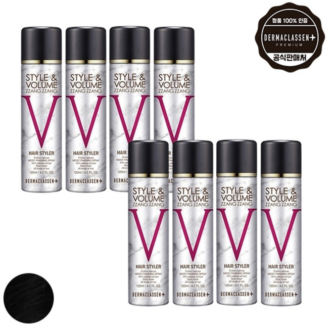 기타 더마클라센 스타일앤 볼륨짱짱 흑채 스프레이 블랙 120ml x8, 단품, 8개